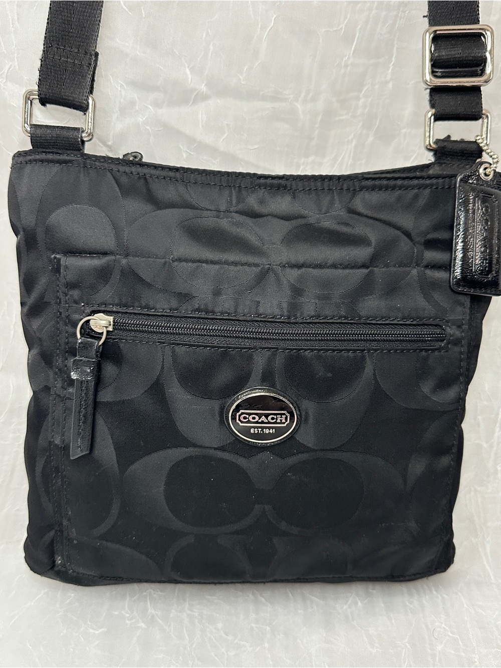 COACH Getaway Black Signature Nylon Crossbody File Bag